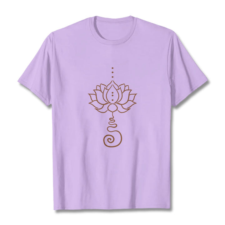 Buddha Stonesカジュアル ロータス デザイン コットン Tシャツ - 梅 - 2XL - image 17