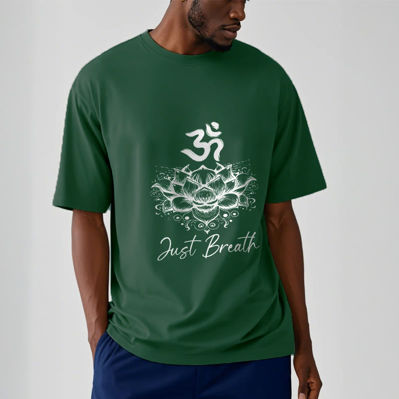 Buddha Stonesカジュアルオームシンボル蓮の花柄コットンTシャツ - image 2