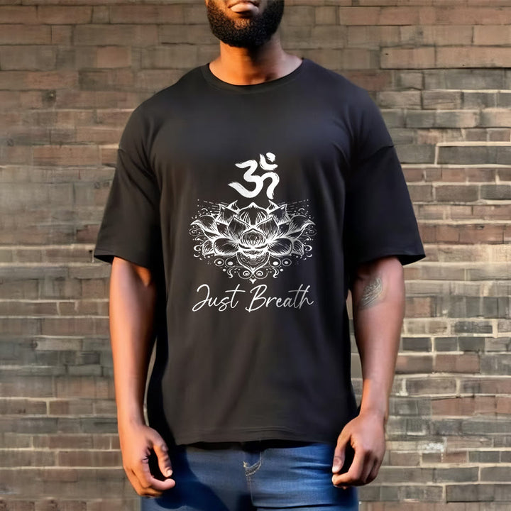Buddha Stonesカジュアルオームシンボル蓮の花柄コットンTシャツ - image 6