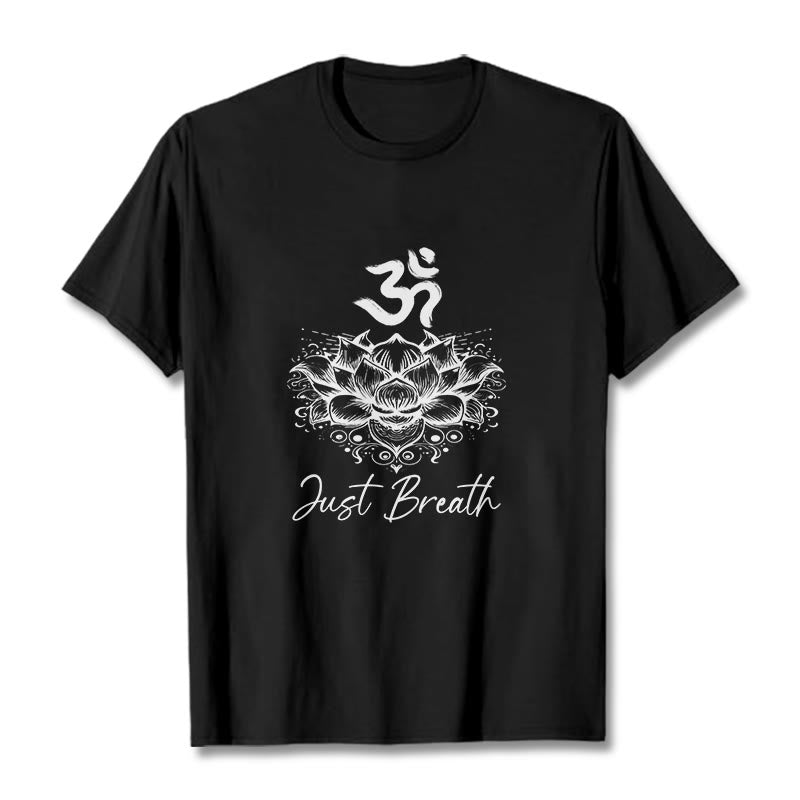 Buddha Stonesカジュアルオームシンボル蓮の花柄コットンTシャツ - 黒 - 2XL - image 4