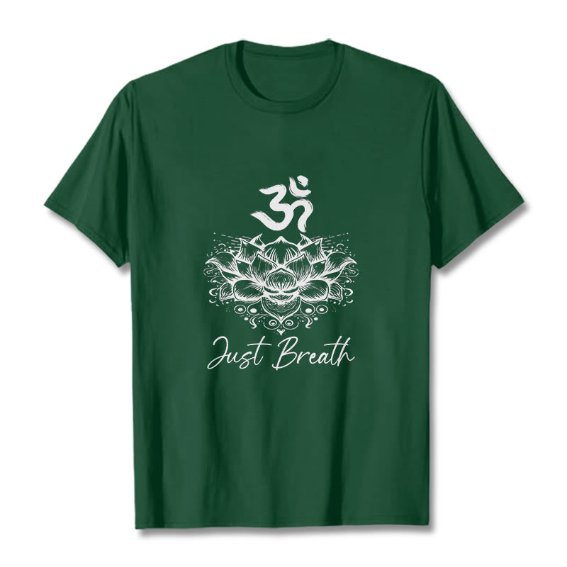 Buddha Stonesカジュアルオームシンボル蓮の花柄コットンTシャツ - フォレストグリーン - 2XL - image 1