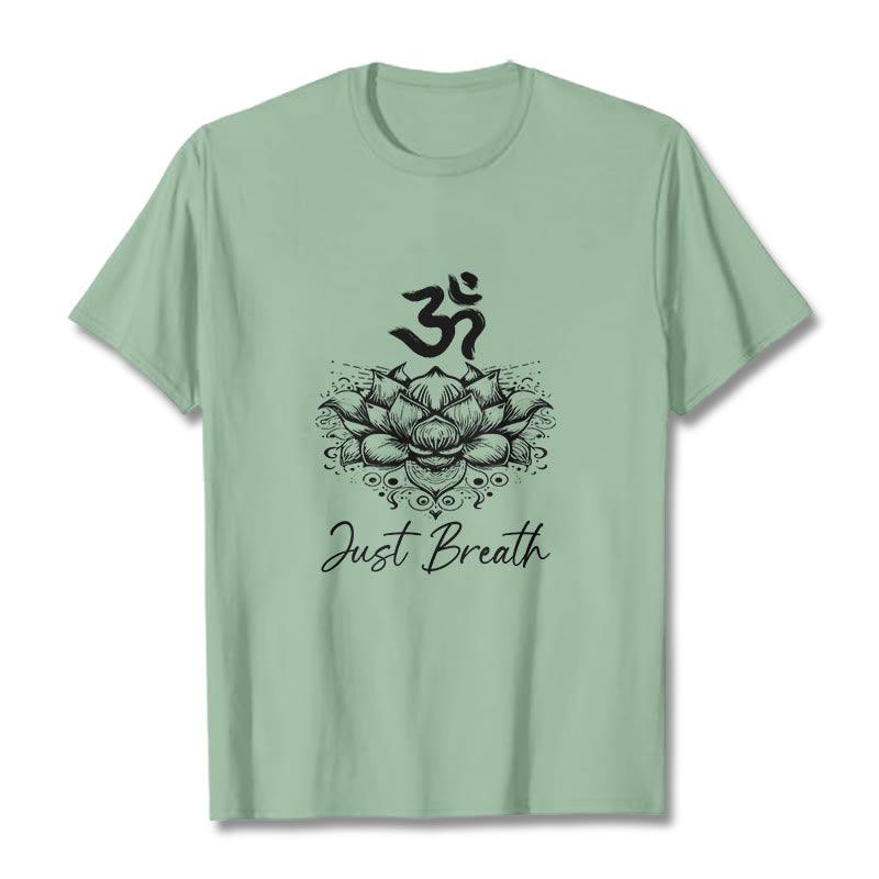 Buddha Stonesカジュアルオームシンボル蓮の花柄コットンTシャツ - ペールグリーン - 2XL - image 15