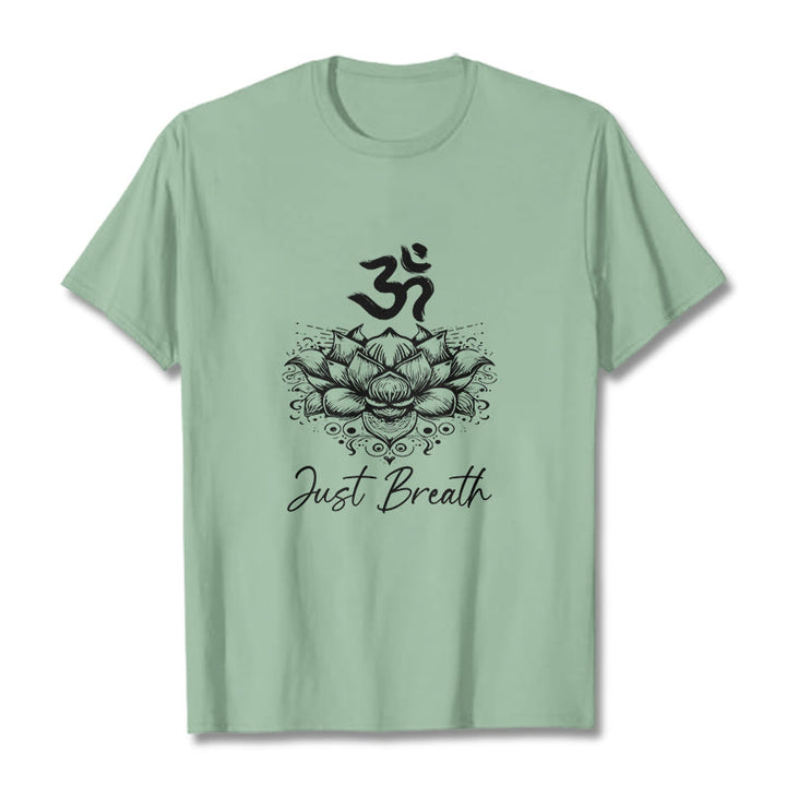 Buddha Stonesカジュアルオームシンボル蓮の花柄コットンTシャツ - ペールグリーン - 2XL - image 15