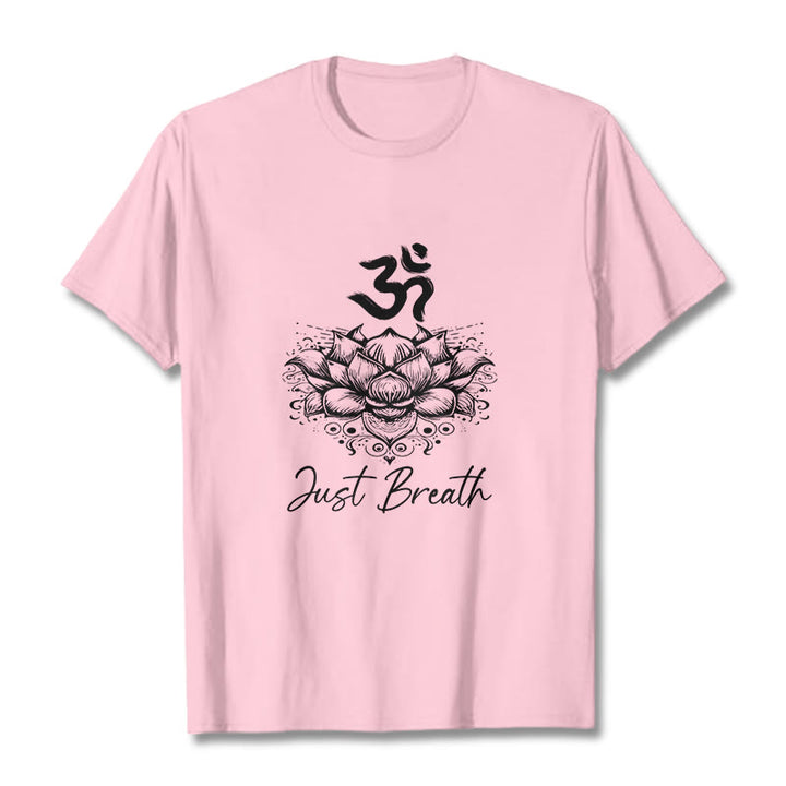Buddha Stonesカジュアルオームシンボル蓮の花柄コットンTシャツ - ライトピンク - 2XL - image 13