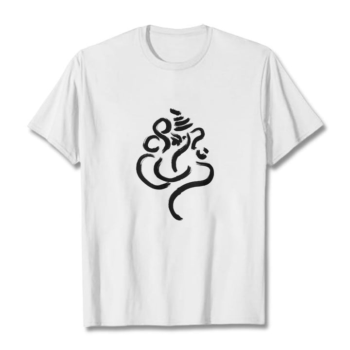 Buddha Stonesカジュアルガネーシャ柄コットンTシャツ - 白 - 2XL - image 6
