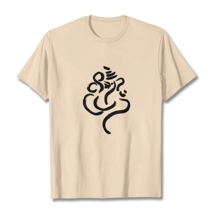 Buddha Stonesカジュアルガネーシャ柄コットンTシャツ - ビスク - 2XL - image 9