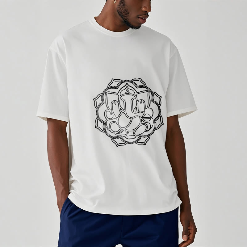 Buddha Stonesカジュアルマンダラデザインガネーシャ柄コットンTシャツ - image 9
