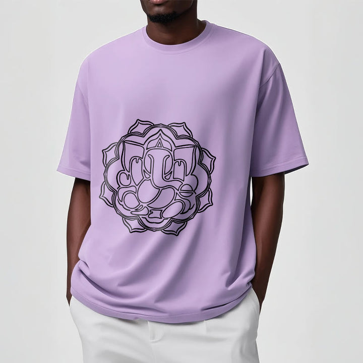 Buddha Stonesカジュアルマンダラデザインガネーシャ柄コットンTシャツ - image 18