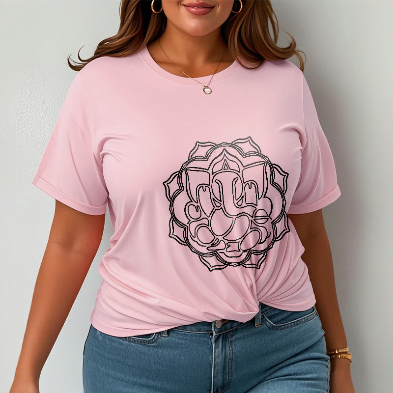Buddha Stonesカジュアルマンダラデザインガネーシャ柄コットンTシャツ - image 14
