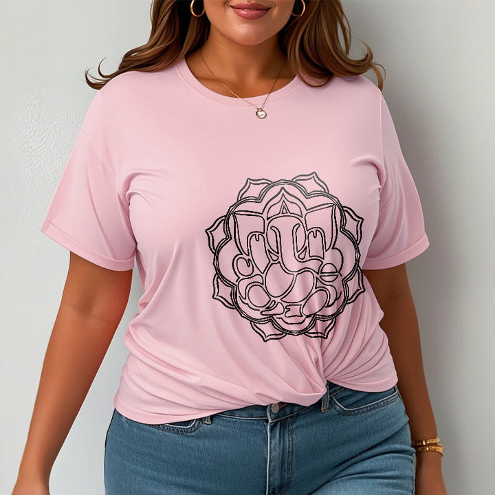 Buddha Stonesカジュアルマンダラデザインガネーシャ柄コットンTシャツ - image 14