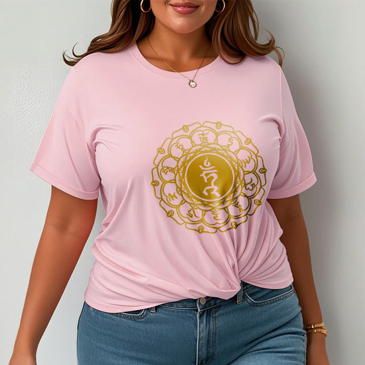 Buddha Stonesカジュアル ハムシンボル ヴィシュッダ柄 コットンTシャツ - image 14
