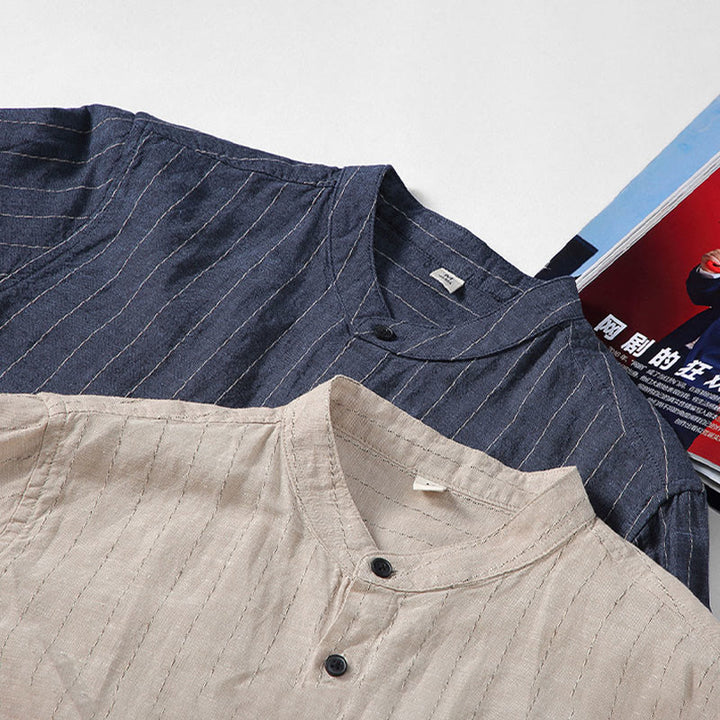 Buddha Stonesデイリータンスーツ メンズ ストライプ柄 コットンリネン 長袖シャツ - image 13