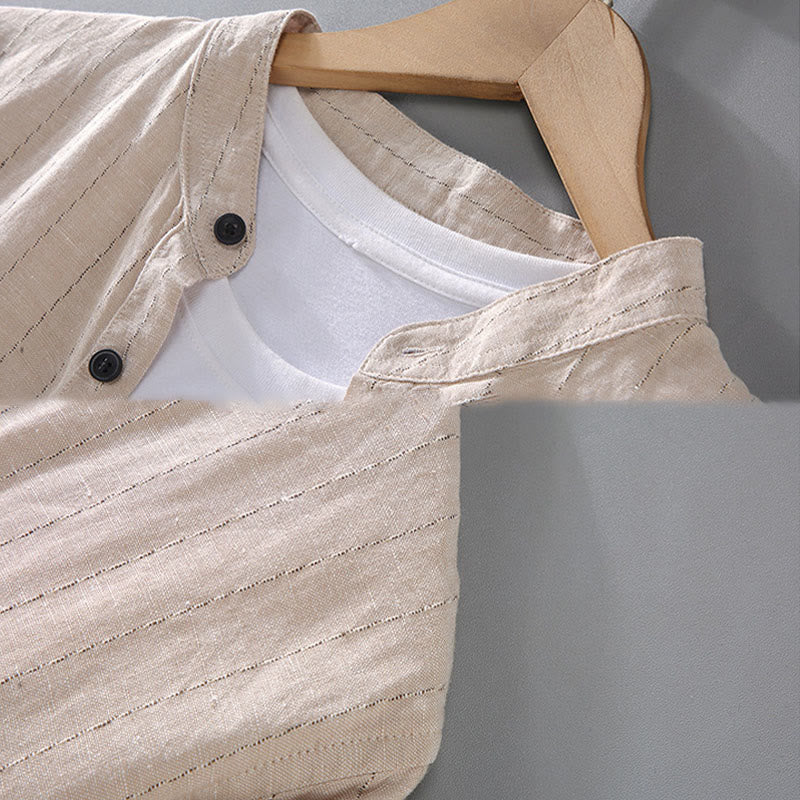 Buddha Stonesデイリータンスーツ メンズ ストライプ柄 コットンリネン 長袖シャツ - image 7