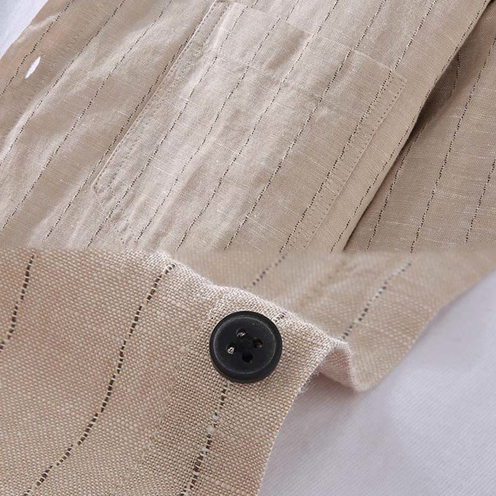 Buddha Stonesデイリータンスーツ メンズ ストライプ柄 コットンリネン 長袖シャツ - image 4