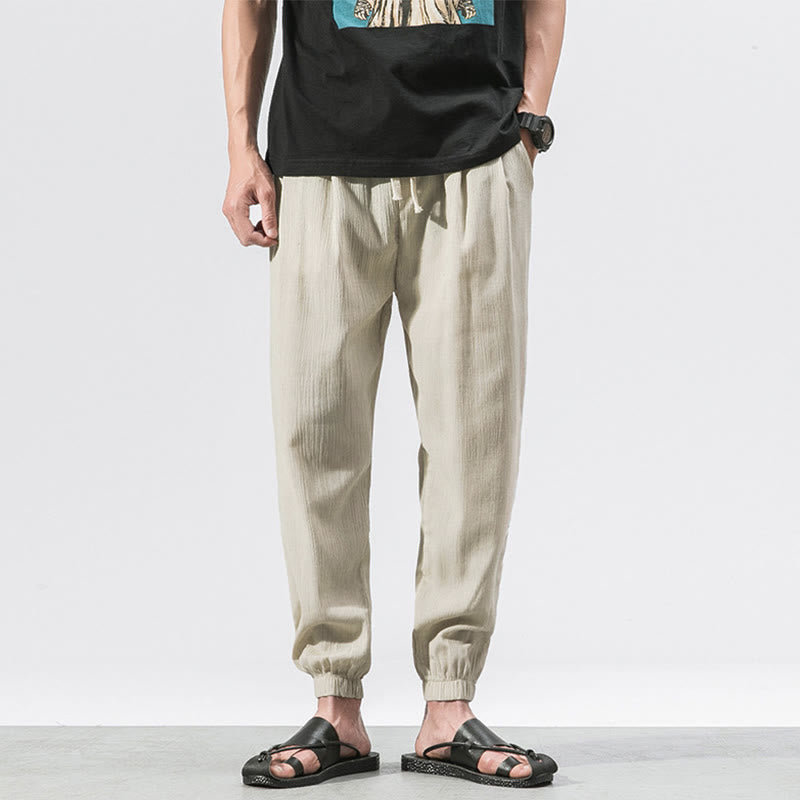 Buddha Stones シンプルなドローストリングデザイン メンズパンツ（ポケット付き） - ベージュ - US/UK/AU46、 EU56 (5XL) - image 15