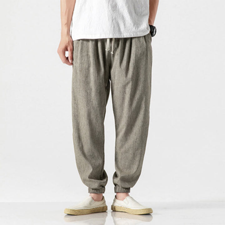 Buddha Stones シンプルなドローストリングデザイン メンズパンツ（ポケット付き） - ダークカーキ - US/UK/AU46、 EU56 (5XL) - image 18