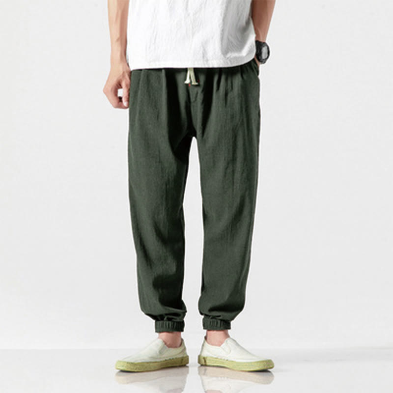 Buddha Stones シンプルなドローストリングデザイン メンズパンツ（ポケット付き） - ダークオリーブグリーン - US/UK/AU46、 EU56 (5XL) - image 16