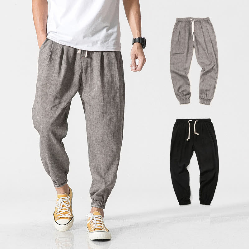 Buddha Stones シンプルなドローストリングデザイン メンズパンツ（ポケット付き） - グレー - US/UK/AU46、 EU56 (5XL) - image 0