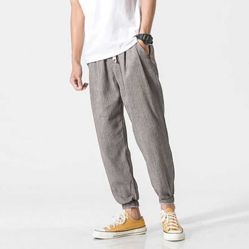 Buddha Stones シンプルなドローストリングデザイン メンズパンツ（ポケット付き） - image 7