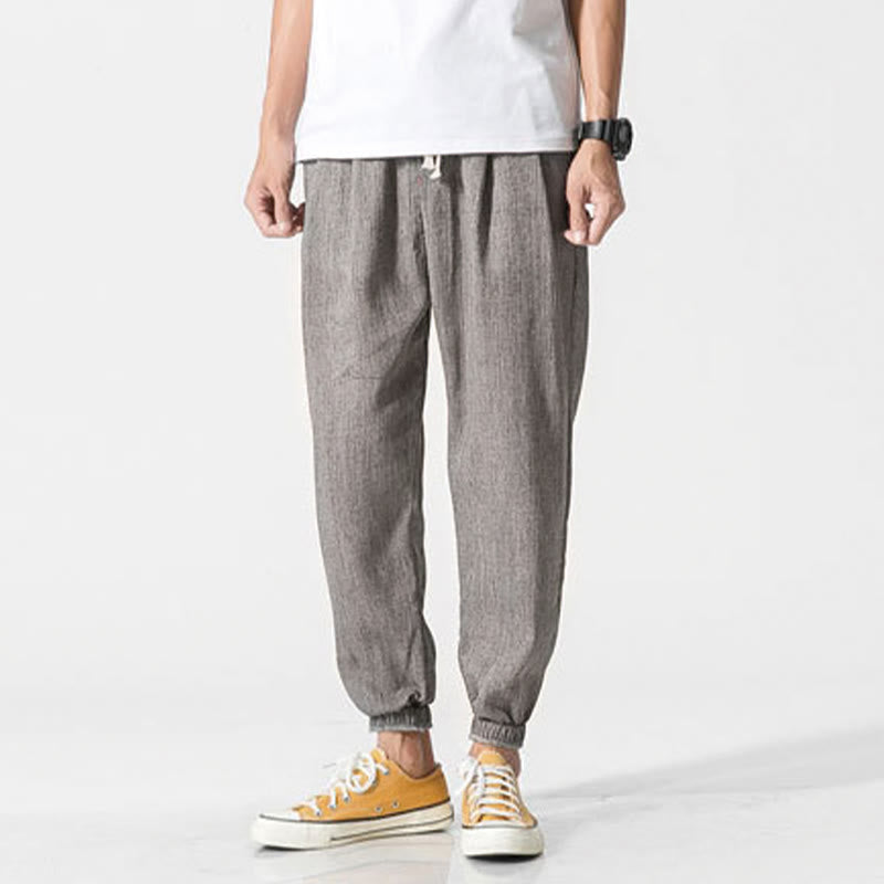 Buddha Stones シンプルなドローストリングデザイン メンズパンツ（ポケット付き） - image 4