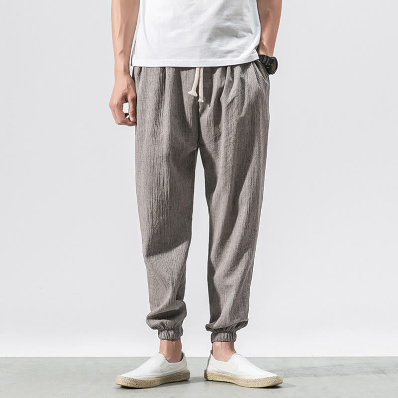 Buddha Stones シンプルなドローストリングデザイン メンズパンツ（ポケット付き） - image 1