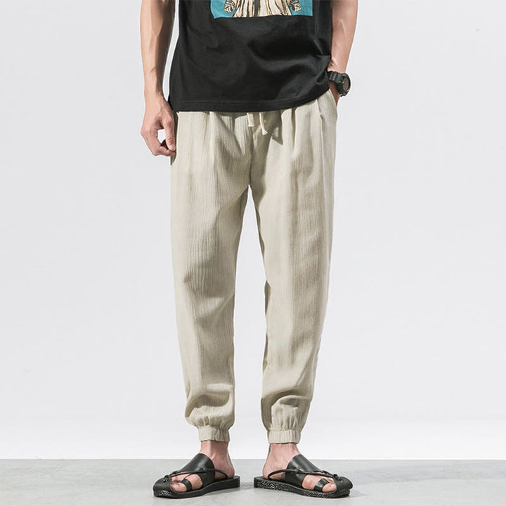 Buddha Stones シンプルなドローストリングデザイン メンズパンツ（ポケット付き） - ベージュ - US/UK/AU46、 EU56 (5XL) - image 16