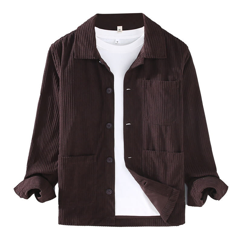 Buddha Stones秋ラペルデザイン 長袖ボタン付きメンズジャケット ポケット付き - image 8