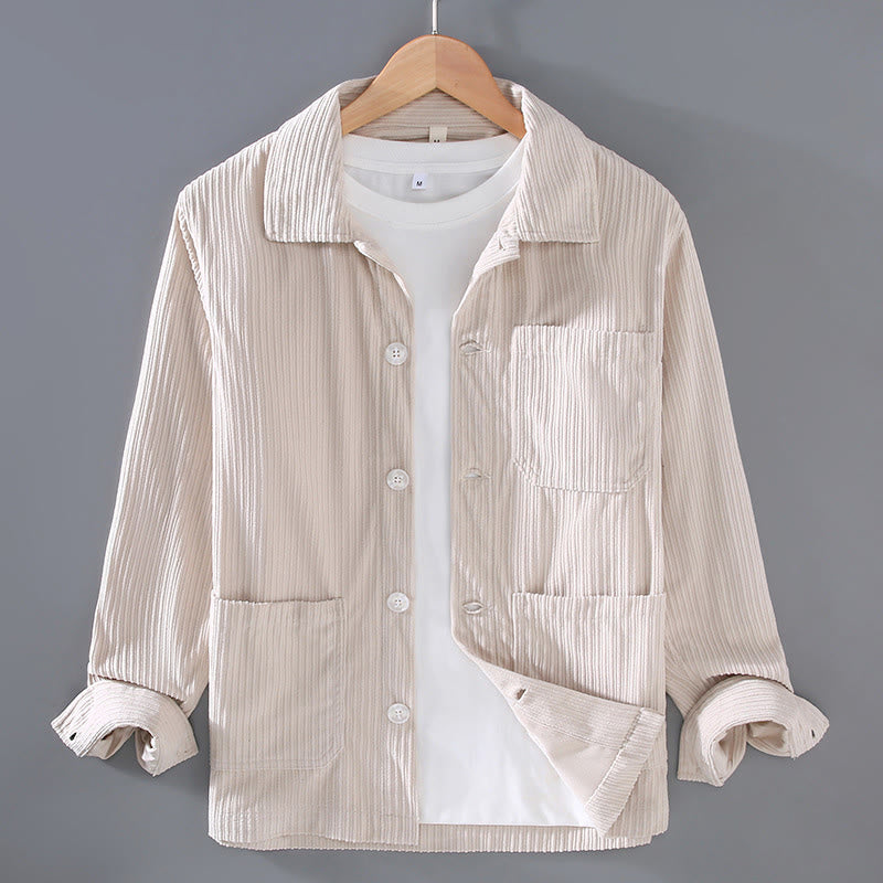 Buddha Stones秋ラペルデザイン 長袖ボタン付きメンズジャケット ポケット付き - ベージュ - US/UK/AU42、 EU52 (3XL) - image 10