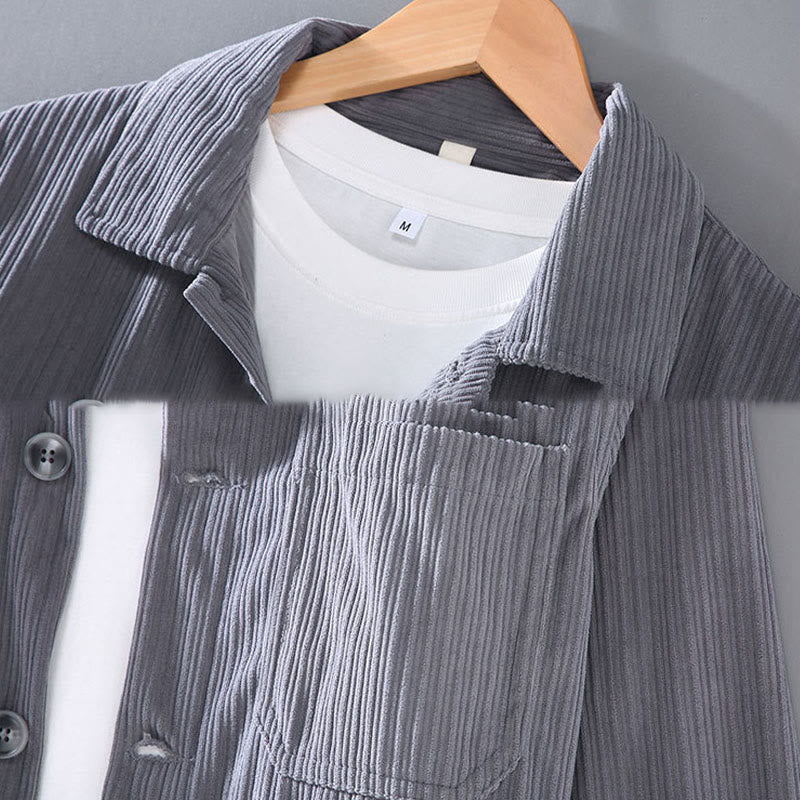 Buddha Stones秋ラペルデザイン 長袖ボタン付きメンズジャケット ポケット付き - image 4