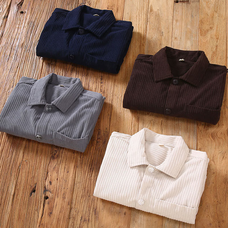 Buddha Stones秋ラペルデザイン 長袖ボタン付きメンズジャケット ポケット付き - image 10