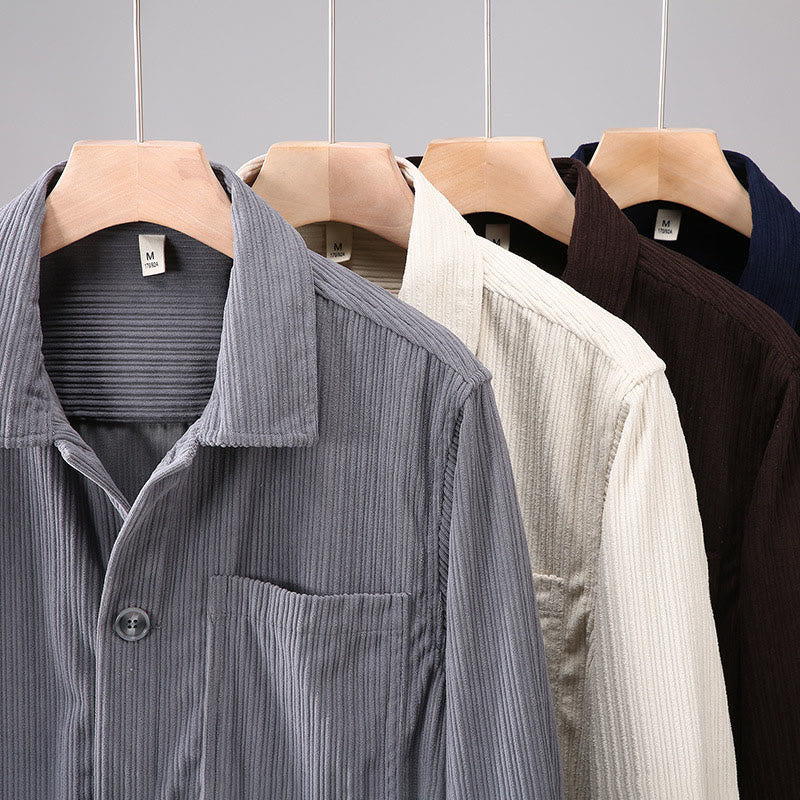 Buddha Stones秋ラペルデザイン 長袖ボタン付きメンズジャケット ポケット付き - image 12