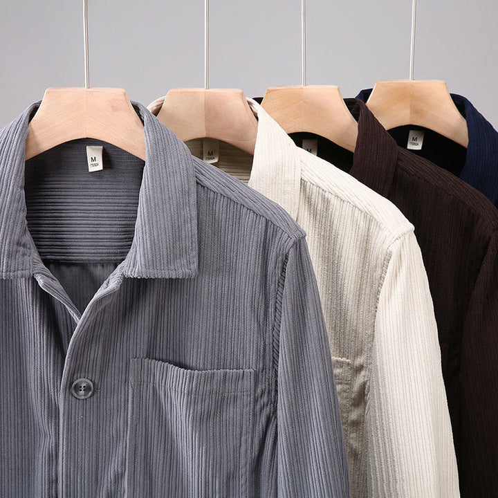 Buddha Stones秋ラペルデザイン 長袖ボタン付きメンズジャケット ポケット付き - image 12