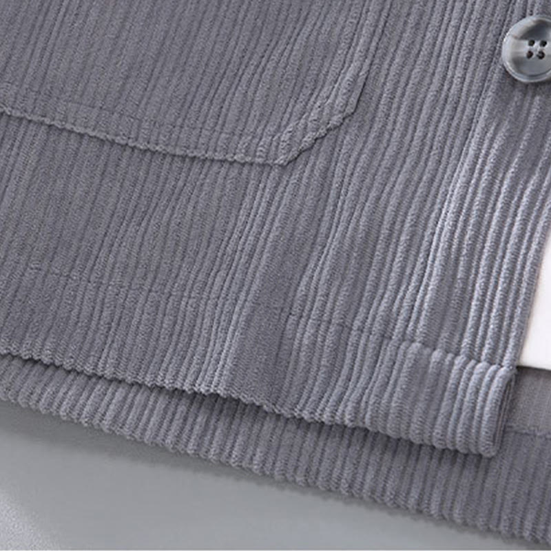 Buddha Stones秋ラペルデザイン 長袖ボタン付きメンズジャケット ポケット付き - image 3