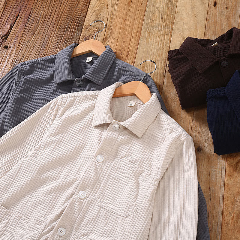 Buddha Stones秋ラペルデザイン 長袖ボタン付きメンズジャケット ポケット付き - image 11