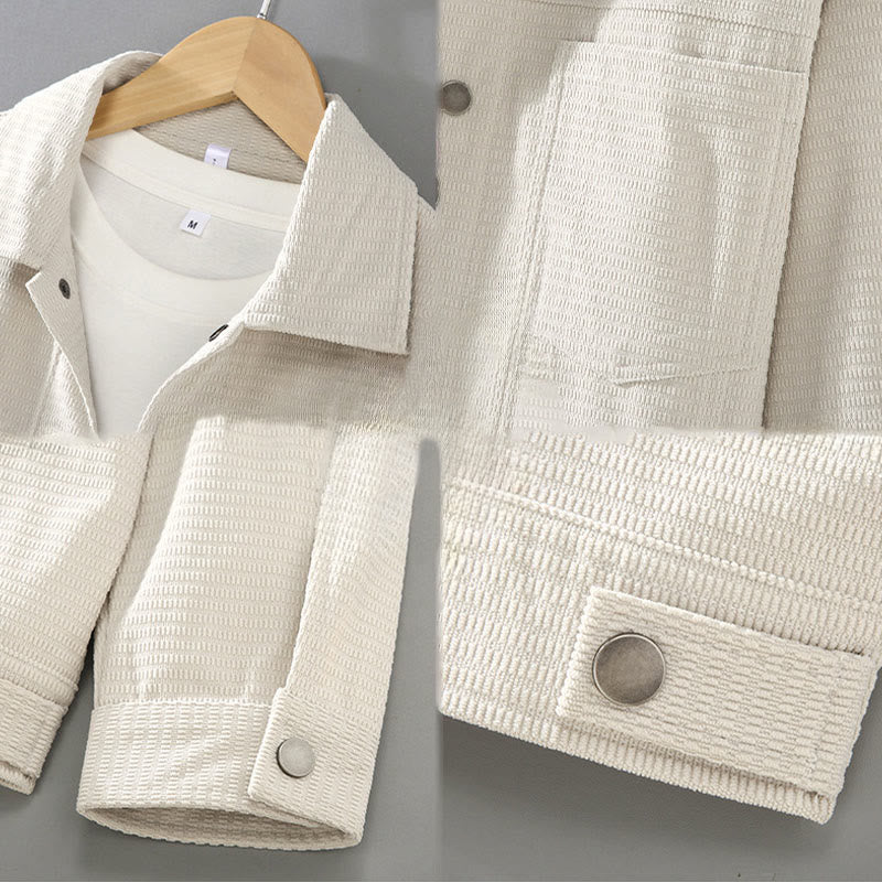 Buddha Stones通勤用ラペルデザインボタン付きメンズ長袖ジャケット（ポケット付き） - image 5