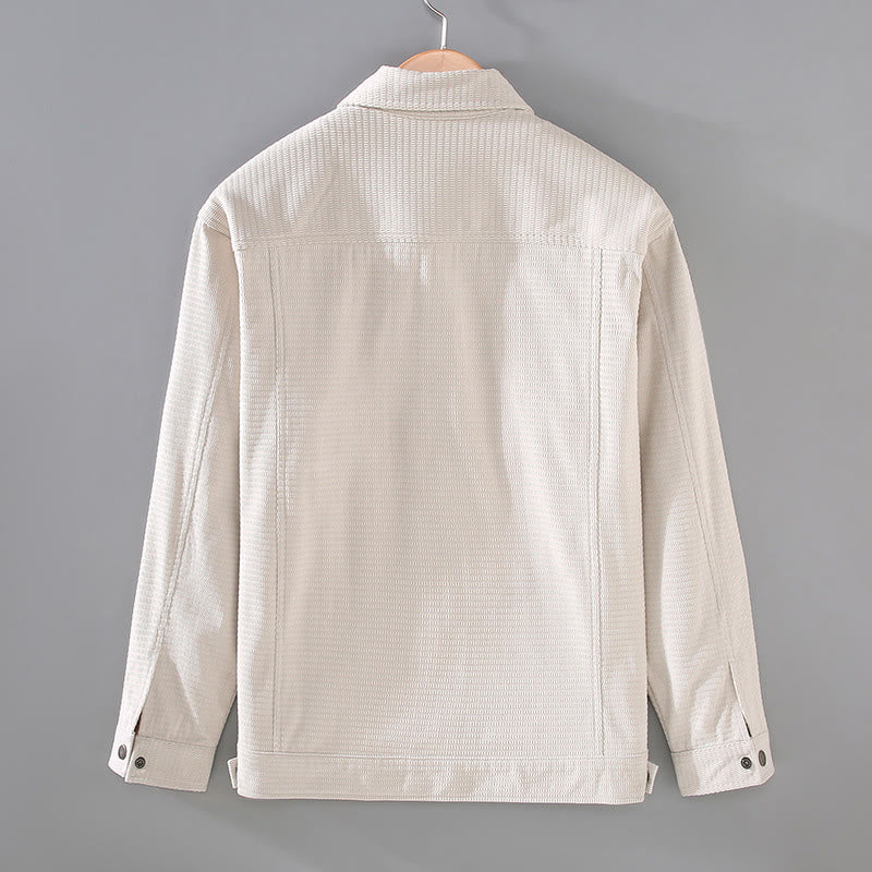 Buddha Stones通勤用ラペルデザインボタン付きメンズ長袖ジャケット（ポケット付き） - image 1