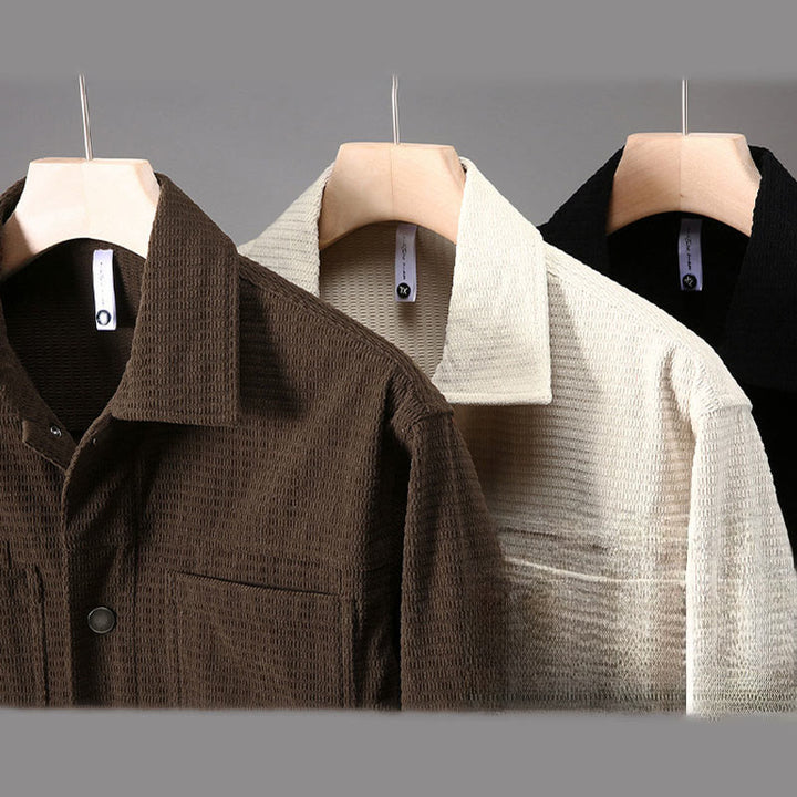 Buddha Stones通勤用ラペルデザインボタン付きメンズ長袖ジャケット（ポケット付き） - image 10