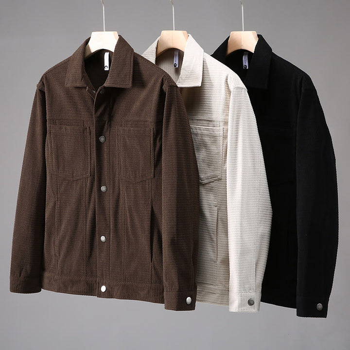 Buddha Stones通勤用ラペルデザインボタン付きメンズ長袖ジャケット（ポケット付き） - image 9