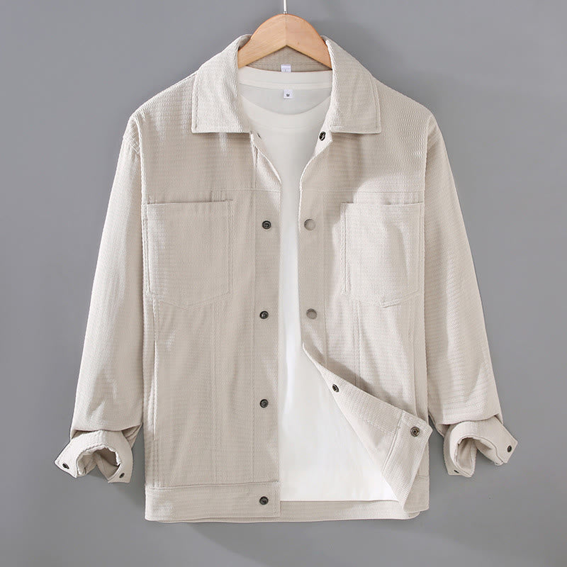 Buddha Stonesヴィンテージラペルデザインボタン メンズ 長袖ジャケット ポケット付き - ベージュ - US/UK/AU42、 EU52 (3XL) - image 1