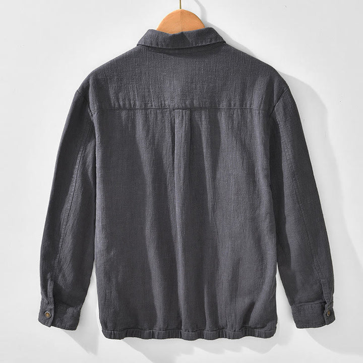 Buddha Stones通勤用 無地 シンプル ボタンデザイン メンズ 長袖 ラミー リネン ジャケット ポケット付き - image 11