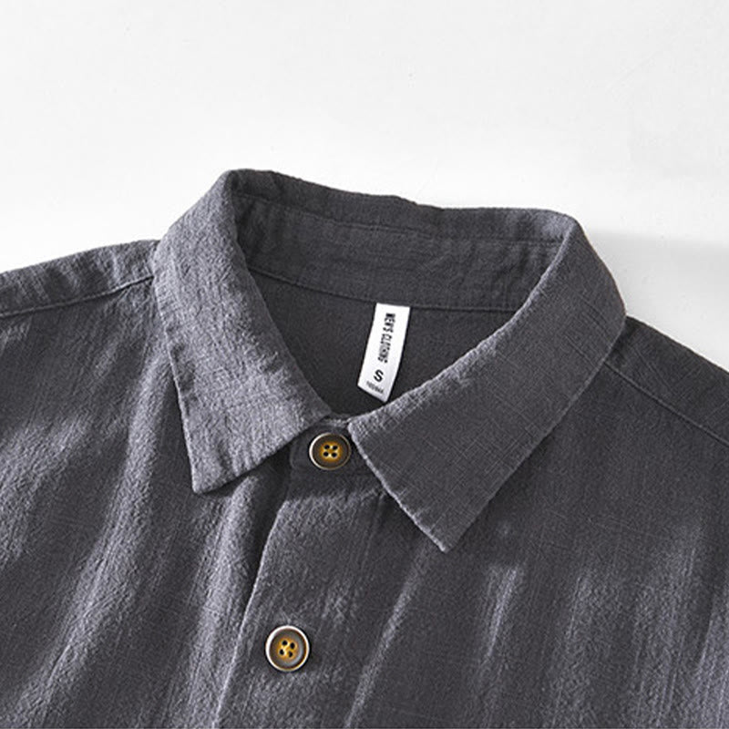 Buddha Stones通勤用 無地 シンプル ボタンデザイン メンズ 長袖 ラミー リネン ジャケット ポケット付き - image 12