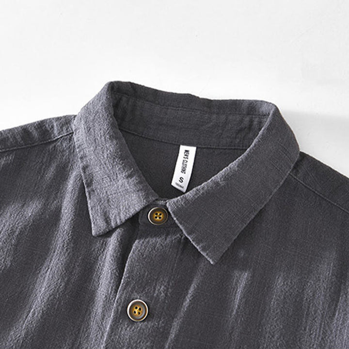 Buddha Stones通勤用 無地 シンプル ボタンデザイン メンズ 長袖 ラミー リネン ジャケット ポケット付き - image 12