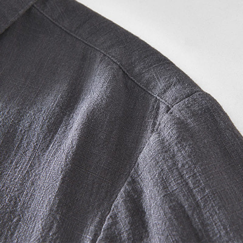 Buddha Stones通勤用 無地 シンプル ボタンデザイン メンズ 長袖 ラミー リネン ジャケット ポケット付き - image 14