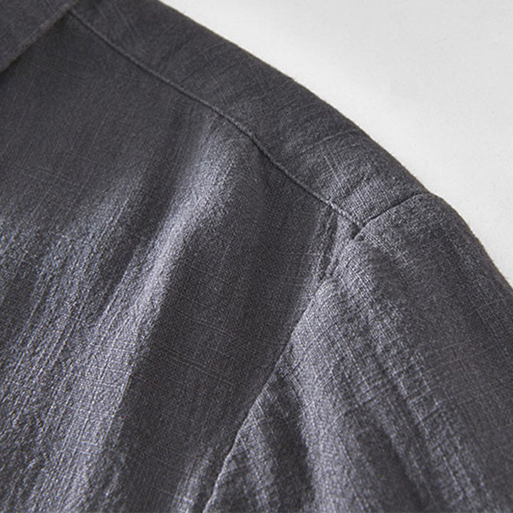 Buddha Stones通勤用 無地 シンプル ボタンデザイン メンズ 長袖 ラミー リネン ジャケット ポケット付き - image 14