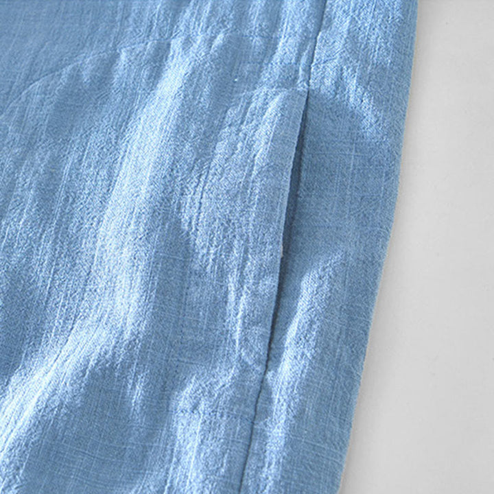 Buddha Stones通勤用 無地 シンプル ボタンデザイン メンズ 長袖 ラミー リネン ジャケット ポケット付き - image 24