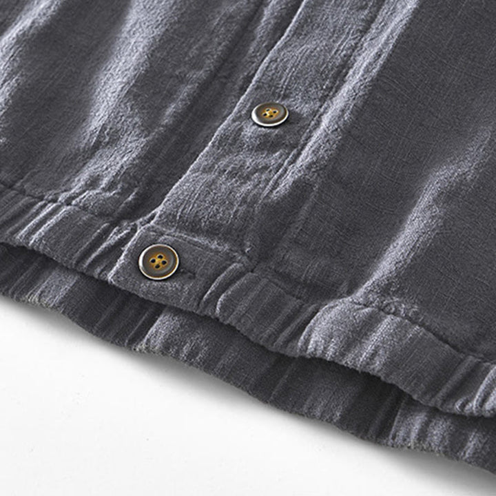 Buddha Stones通勤用 無地 シンプル ボタンデザイン メンズ 長袖 ラミー リネン ジャケット ポケット付き - image 19