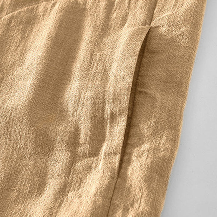 Buddha Stones通勤用 無地 シンプル ボタンデザイン メンズ 長袖 ラミー リネン ジャケット ポケット付き - image 2