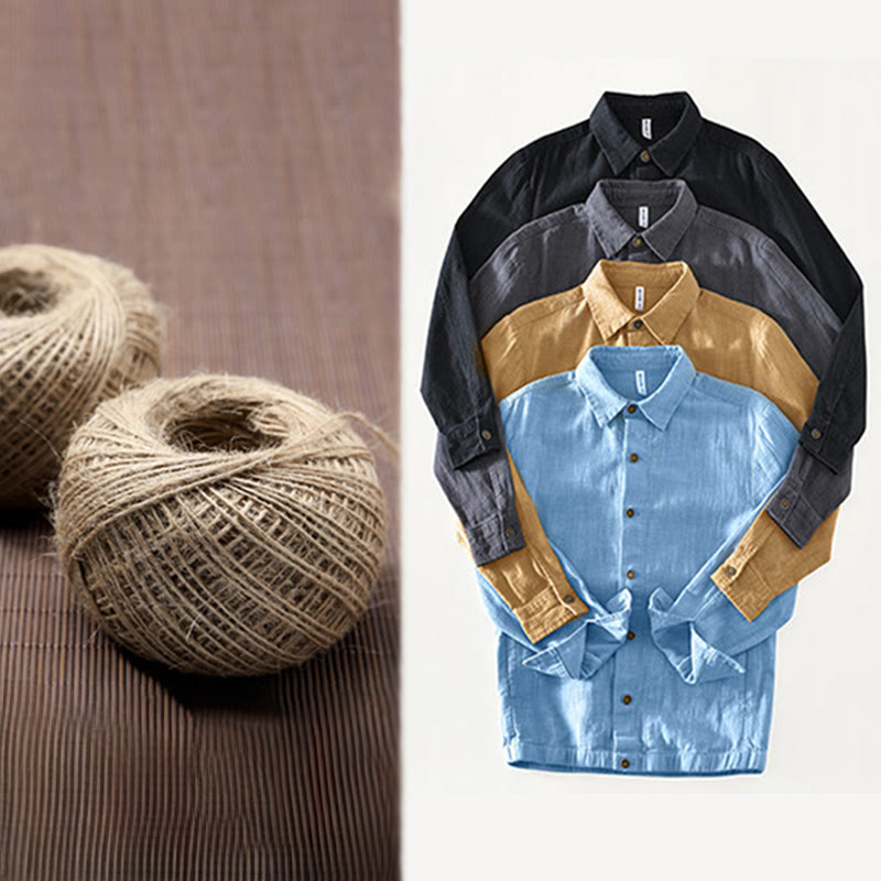 Buddha Stones通勤用 無地 シンプル ボタンデザイン メンズ 長袖 ラミー リネン ジャケット ポケット付き - image 27