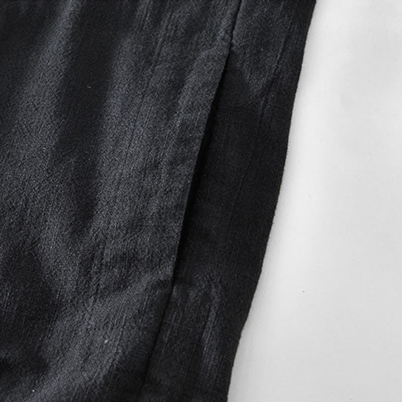 Buddha Stones通勤用 無地 シンプル ボタンデザイン メンズ 長袖 ラミー リネン ジャケット ポケット付き - image 8