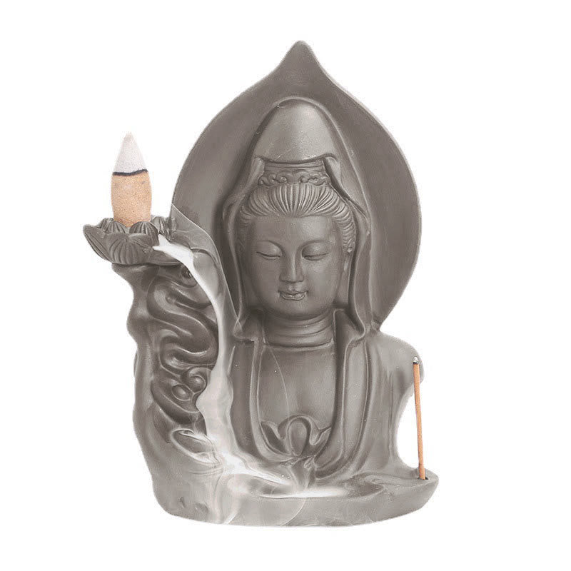 Buddha Stonesチベット観音菩薩 蓮華 癒し 逆流煙噴水 香炉 - image 9
